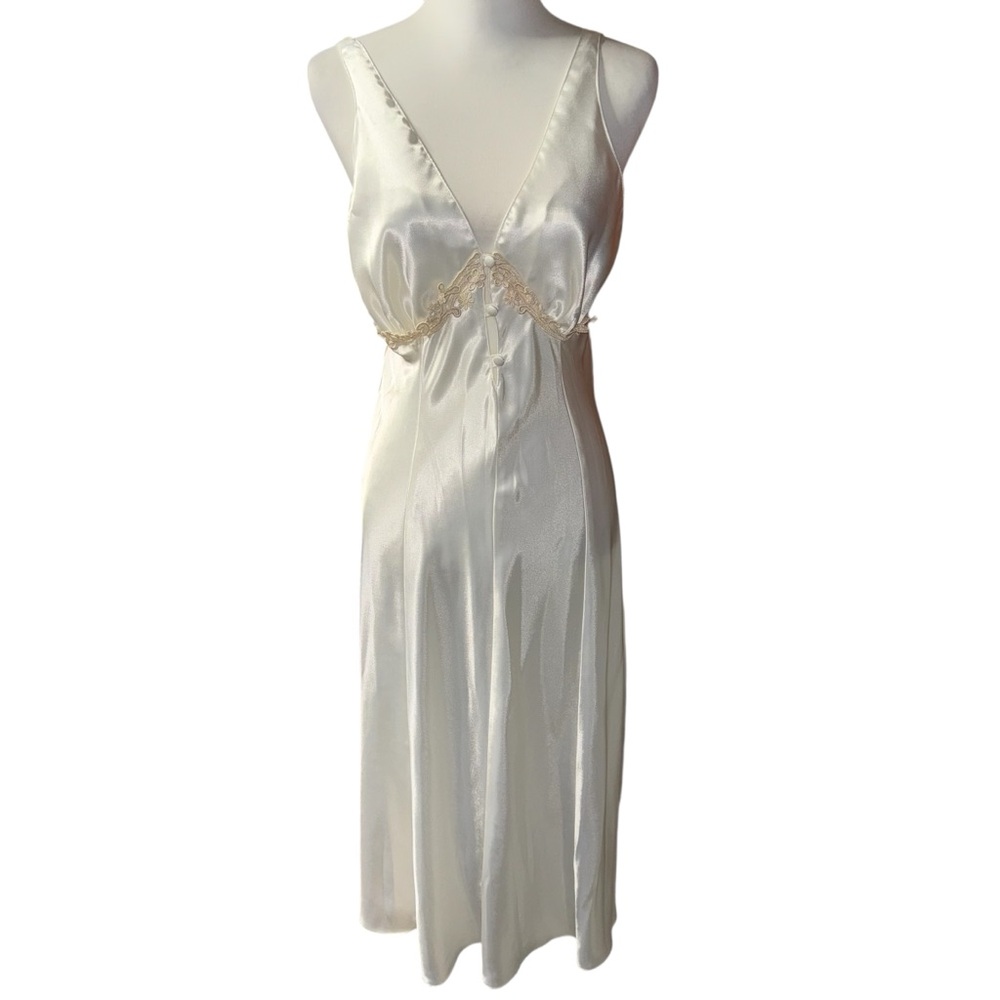 Vintage Dentelle robe and slip dress nightgown set 2 pc sheer lace bridal S/M - Picture 9 of 16